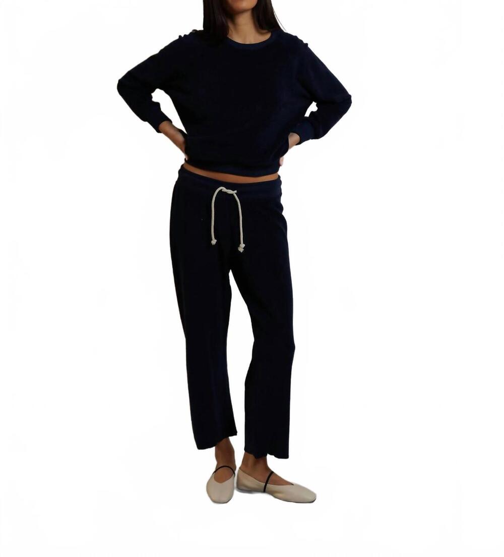 NEW PERFECTWHITETEE eliana terry drawstring pant in navy